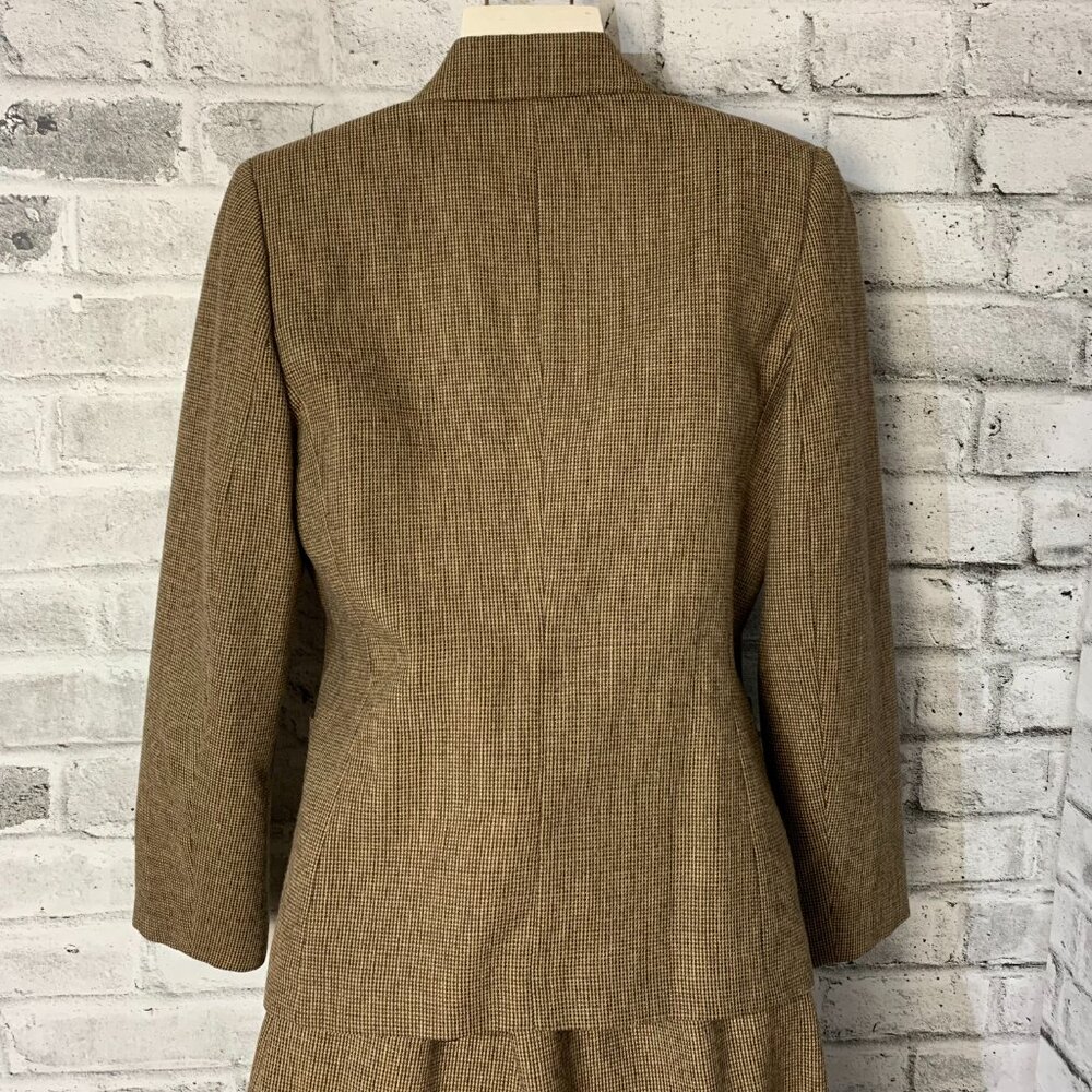 Vintage 60s 70s Tweed Wool Blend Blazer Midi Skirt 2 Piece Mod Retro Set - Picture 4 of 16